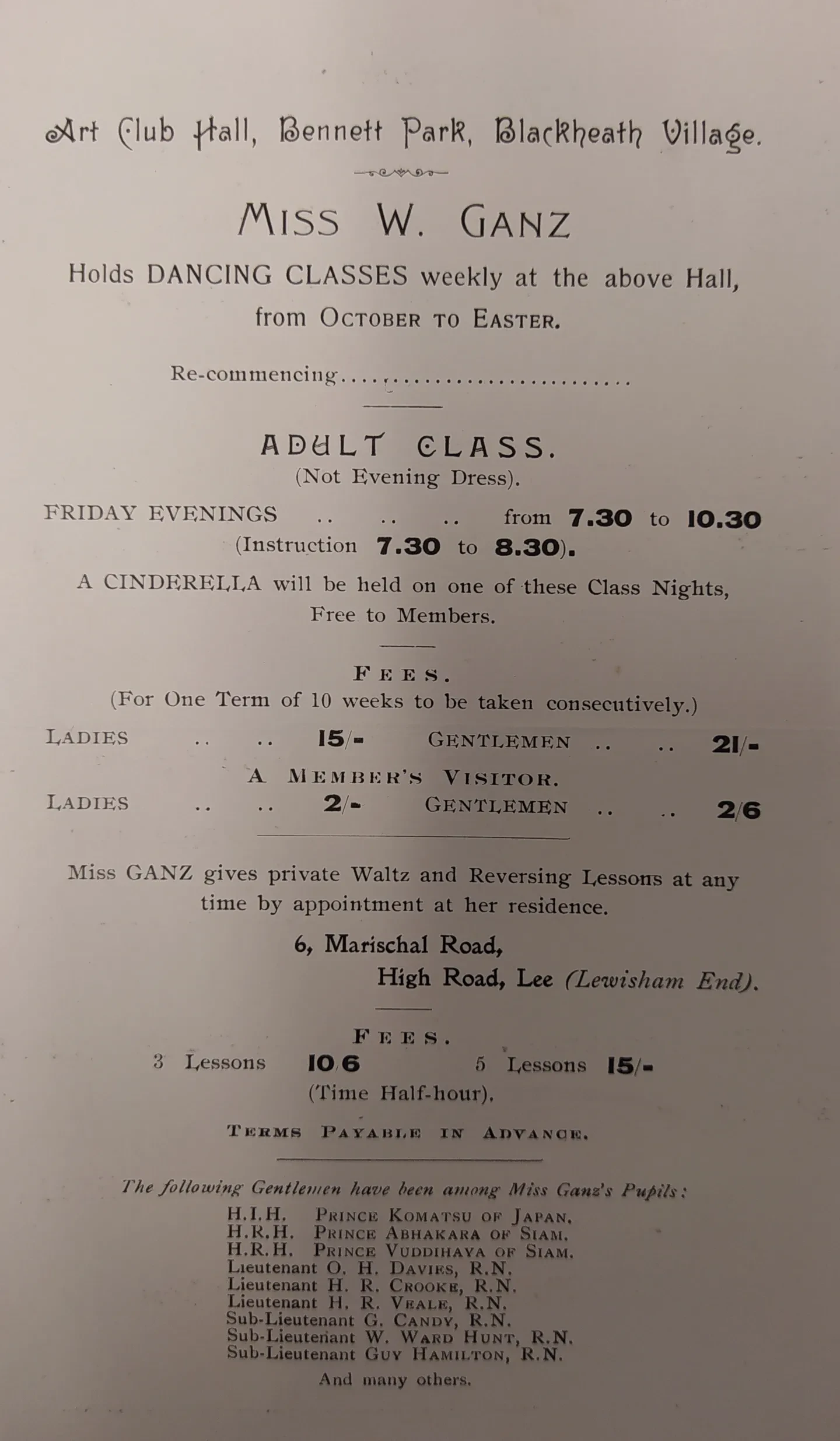 from GAN/15 dancing classes leaflet