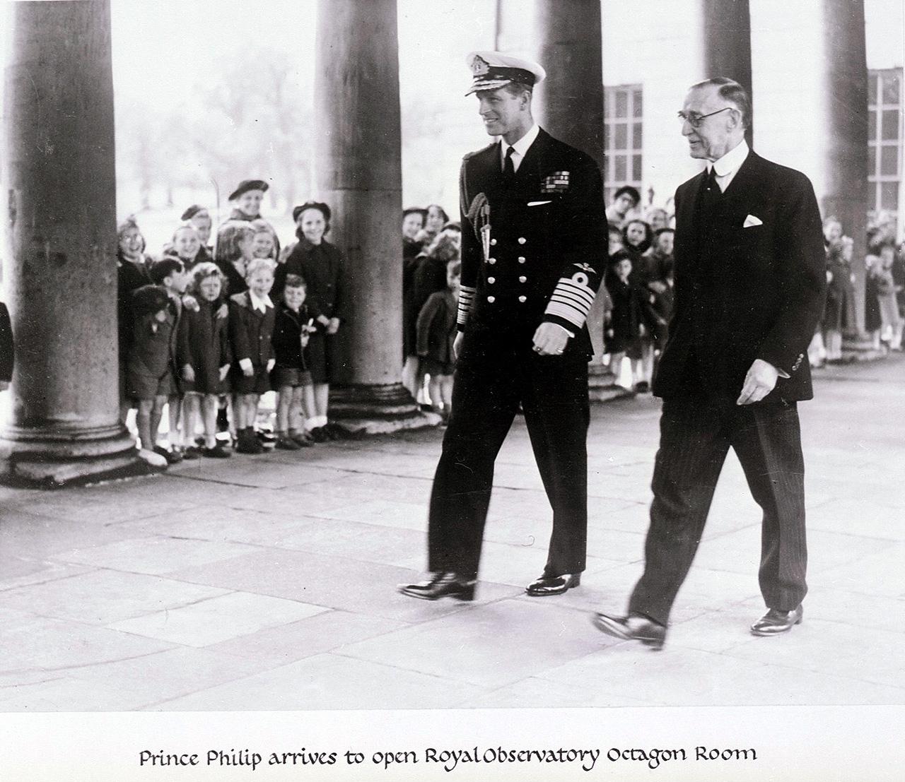 The Duke of Edinburgh arrives to open the Octagon Room at the Royal Observatory Greenwich, 8 May 1953