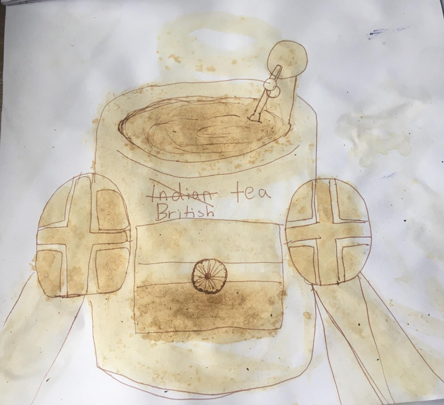 A drawing made with tea 