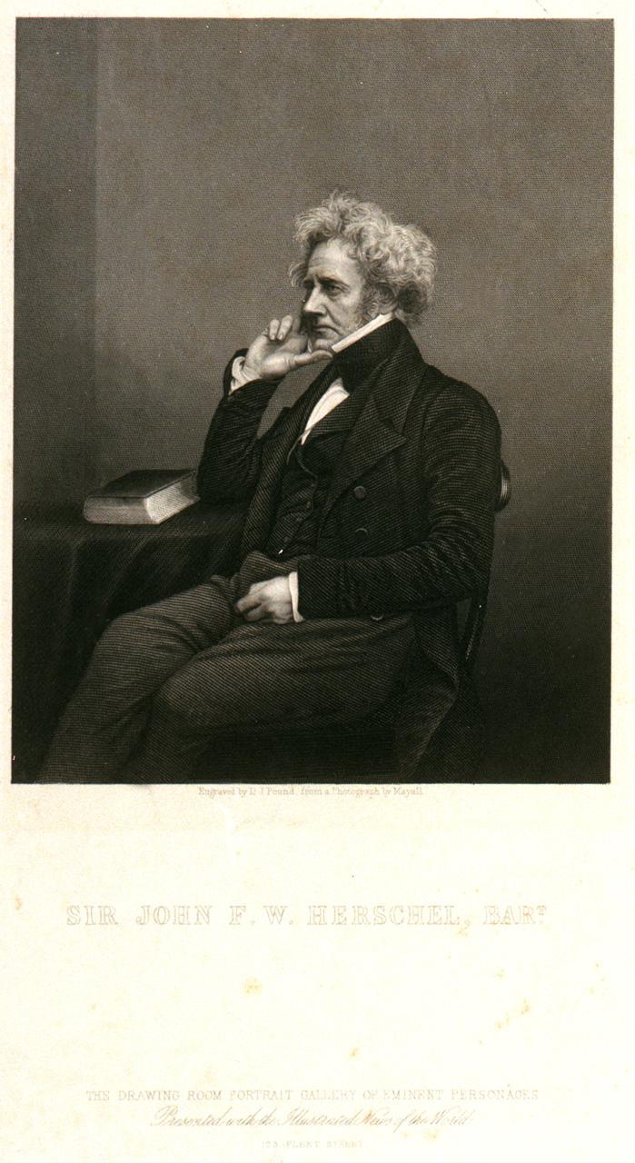 Engraving of a photographic portrait of John F.W. Herschel, around 1860