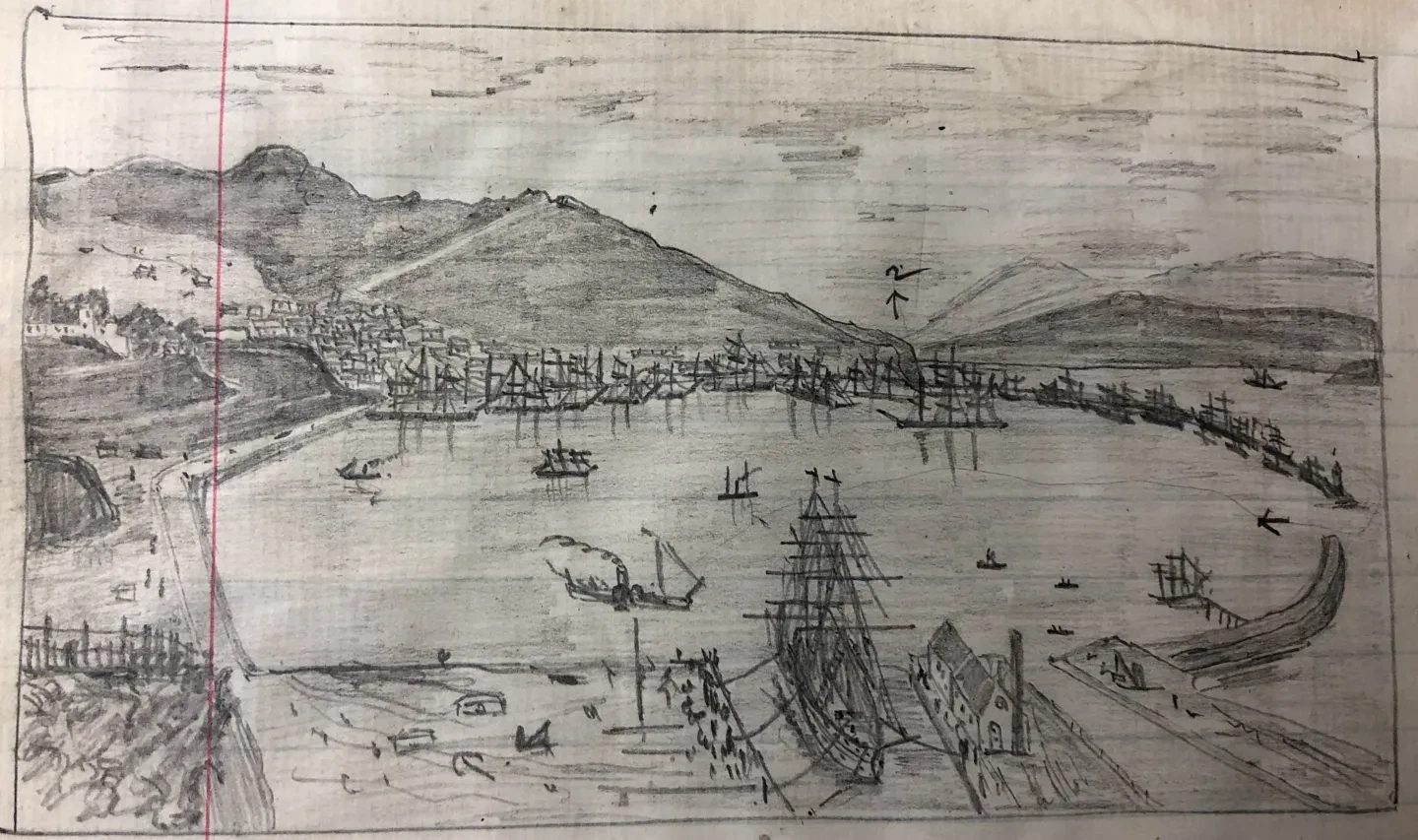View of Lyttelton harbour, Canterbury, New Zealand 