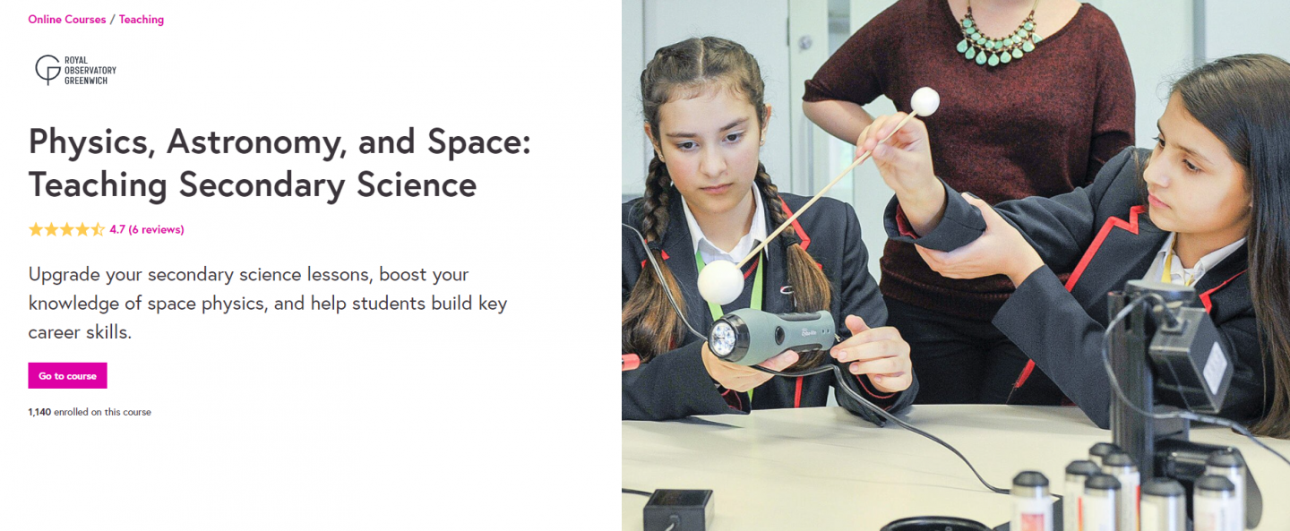Screenshot of FutureLearn Teaching Secondary Science webpage