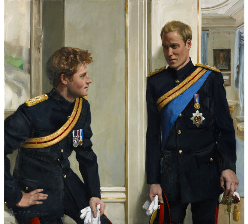 Oil portrait of Prince William and Prince Harry