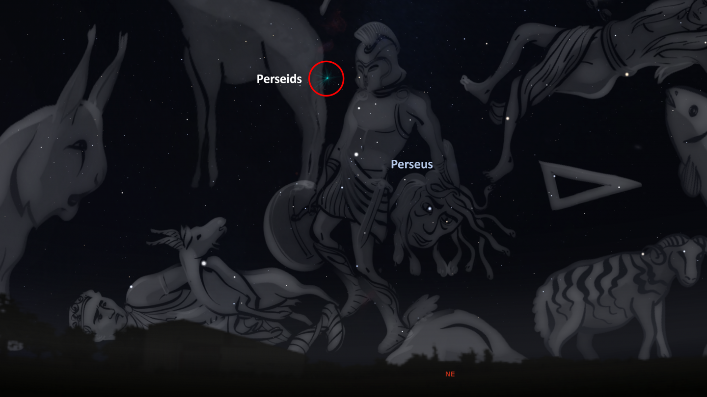 The location of the radiant of the Perseids meteor shower
