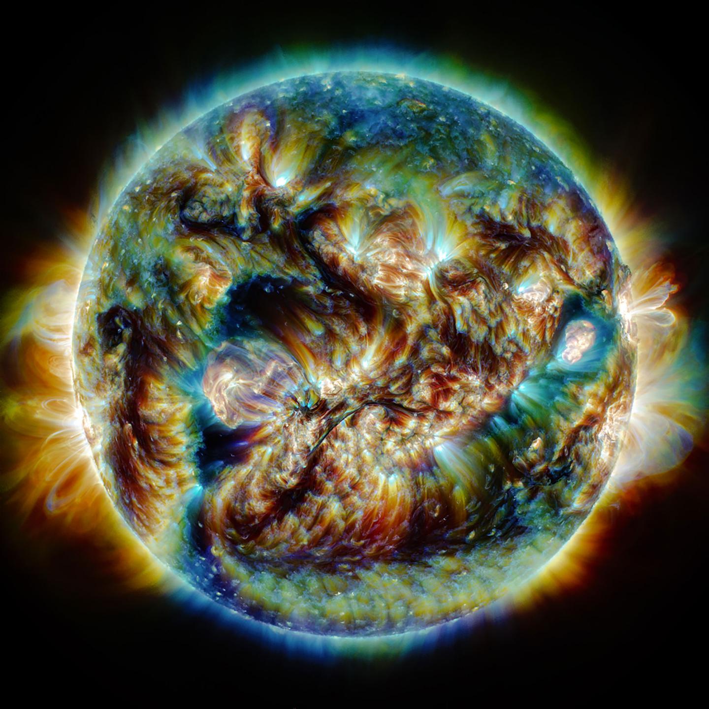 An abstract view of the Sun created using satellite astronomical data