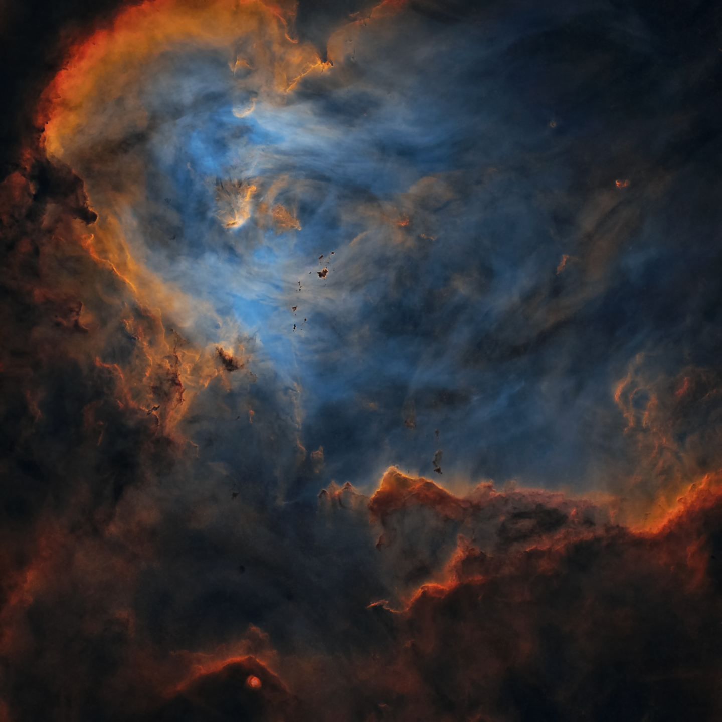 Blue and orange nebulae swirls