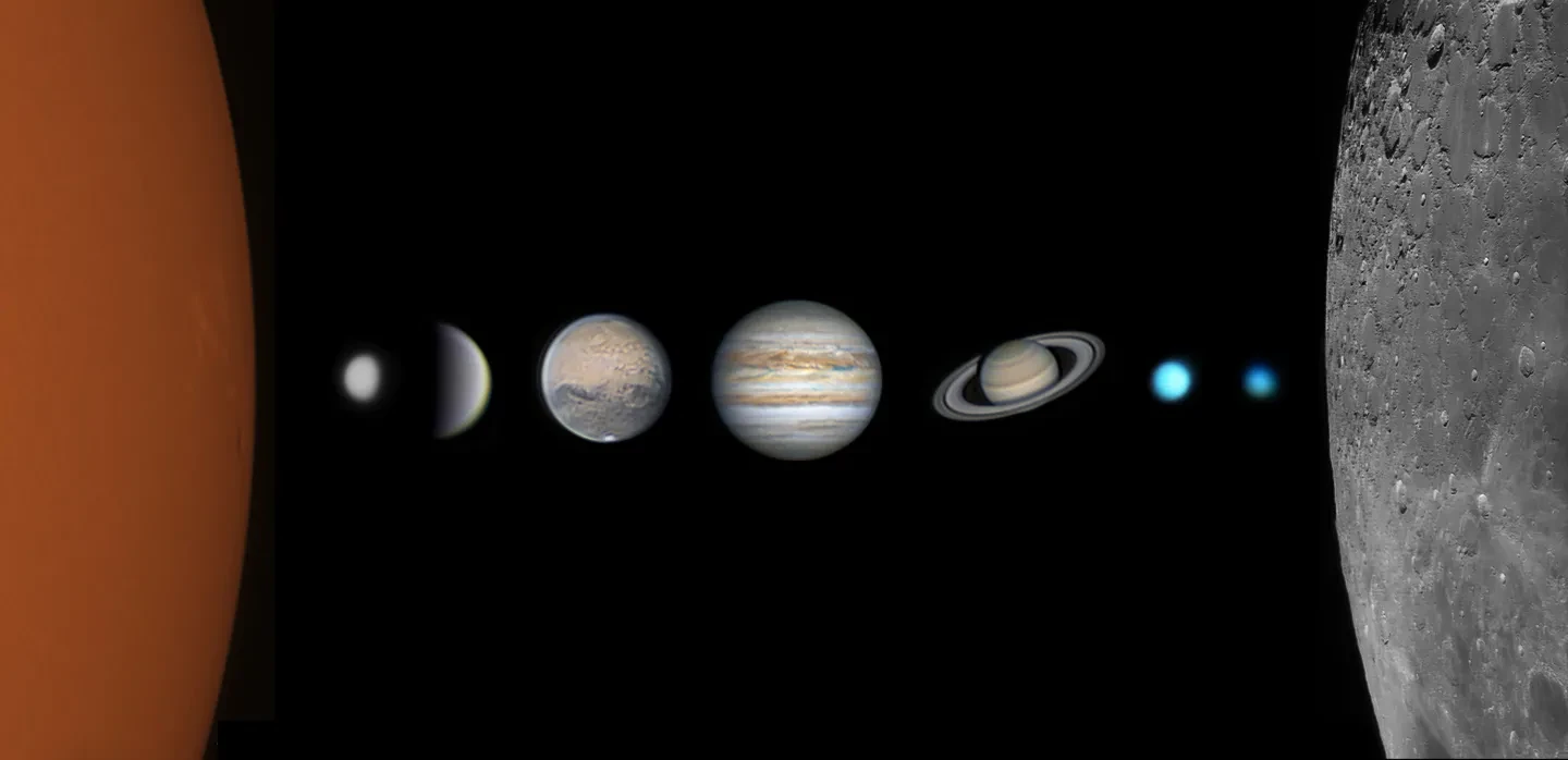 Composite image showing the different planets in our Solar System
