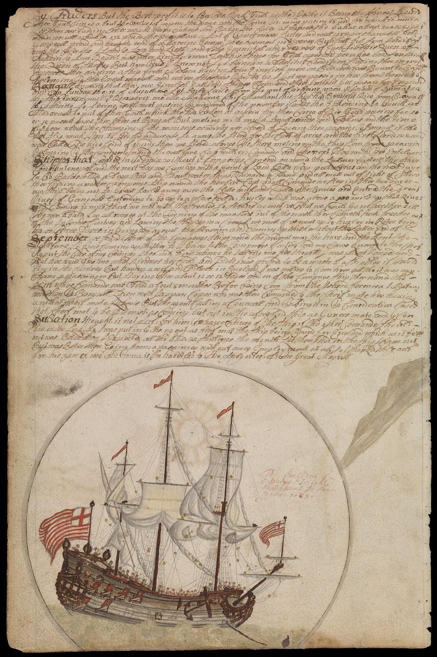 Plate from Edward Barlow's journal of his life at sea from 1659 to 1703 (RMG reference: JOD/4).