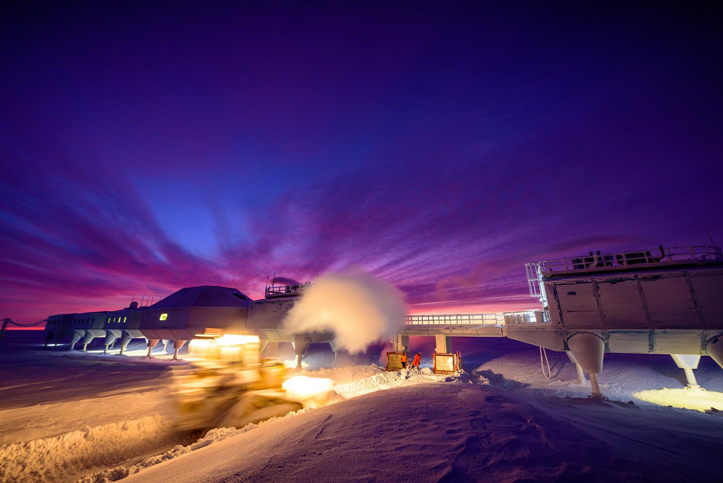 An image from the Exposure: Lives at Sea exhibition depicting of the British Antarctic Survey's Halley VI Research Station in Antarctica