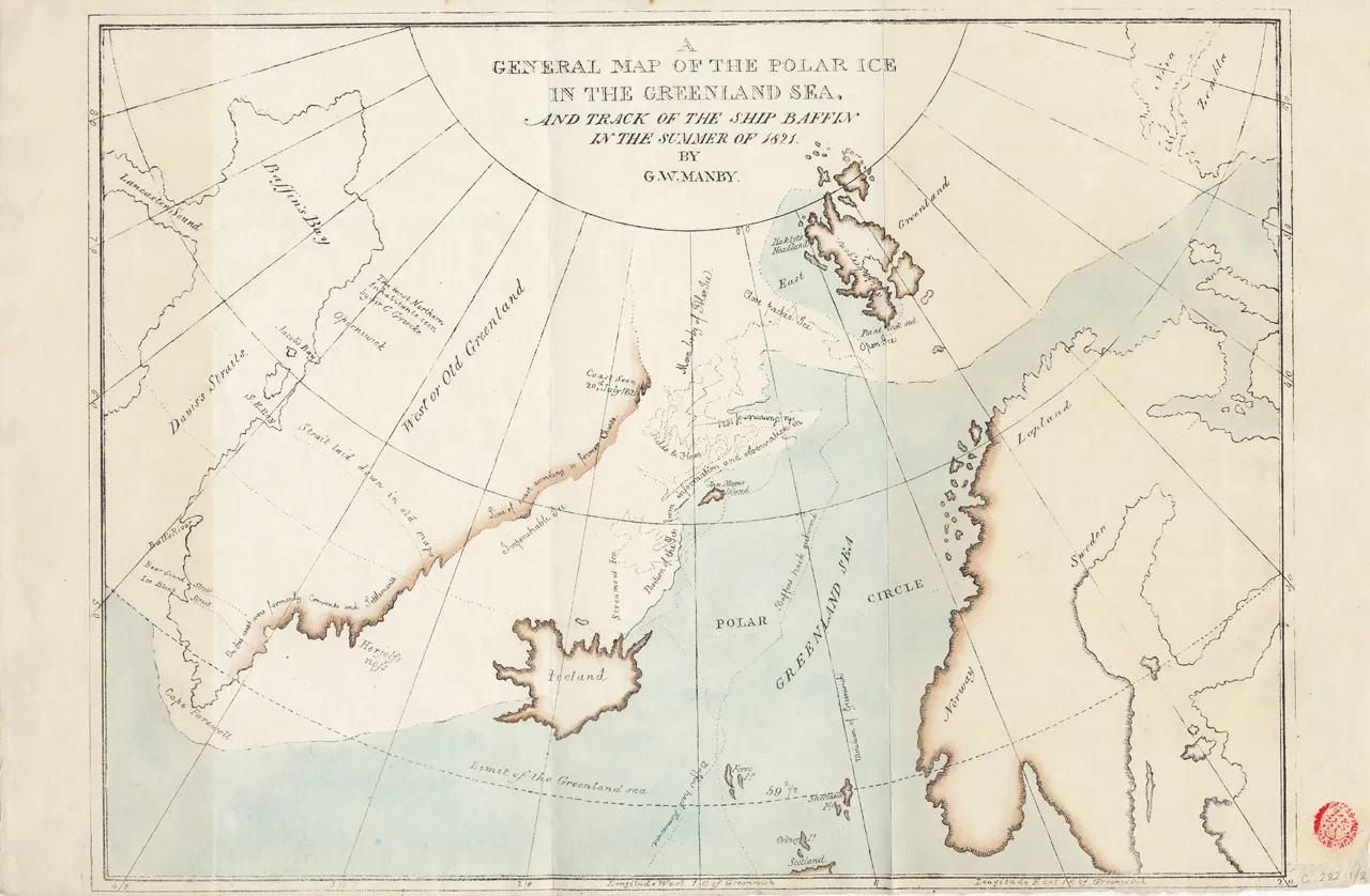 A map of Greenland and the Arctic regions