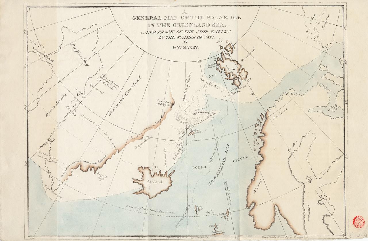 A map of Greenland and the Arctic regions
