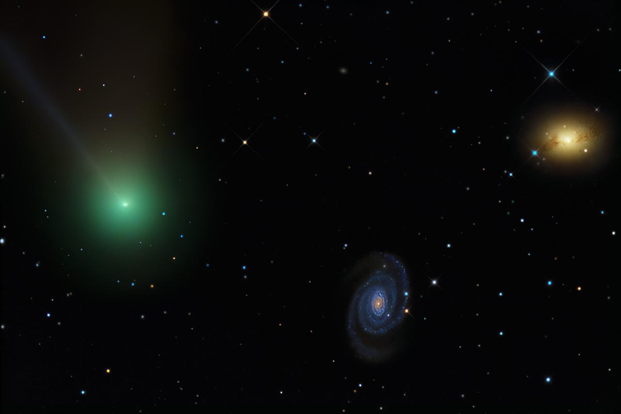 The Comet NEOWISE in conjunction with the galaxies NGC 5363 and NGC 5364