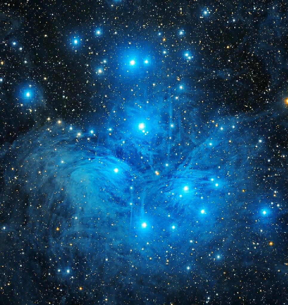 Blue Pleiades Sisters star cluster