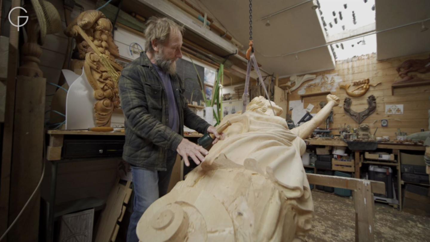 Andy working on Nannie Figurehead 