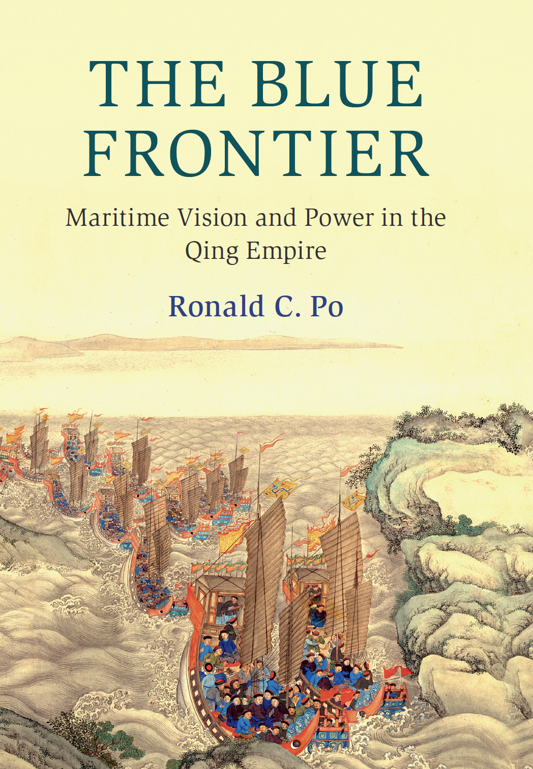 a book cover - a painting of a chinese fleet on the sea approaching land