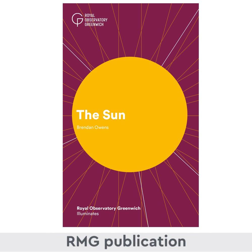 The front cover of the Royal Observatory Greenwich Illuminates book The Sun, showing a yellow orb on a purple background