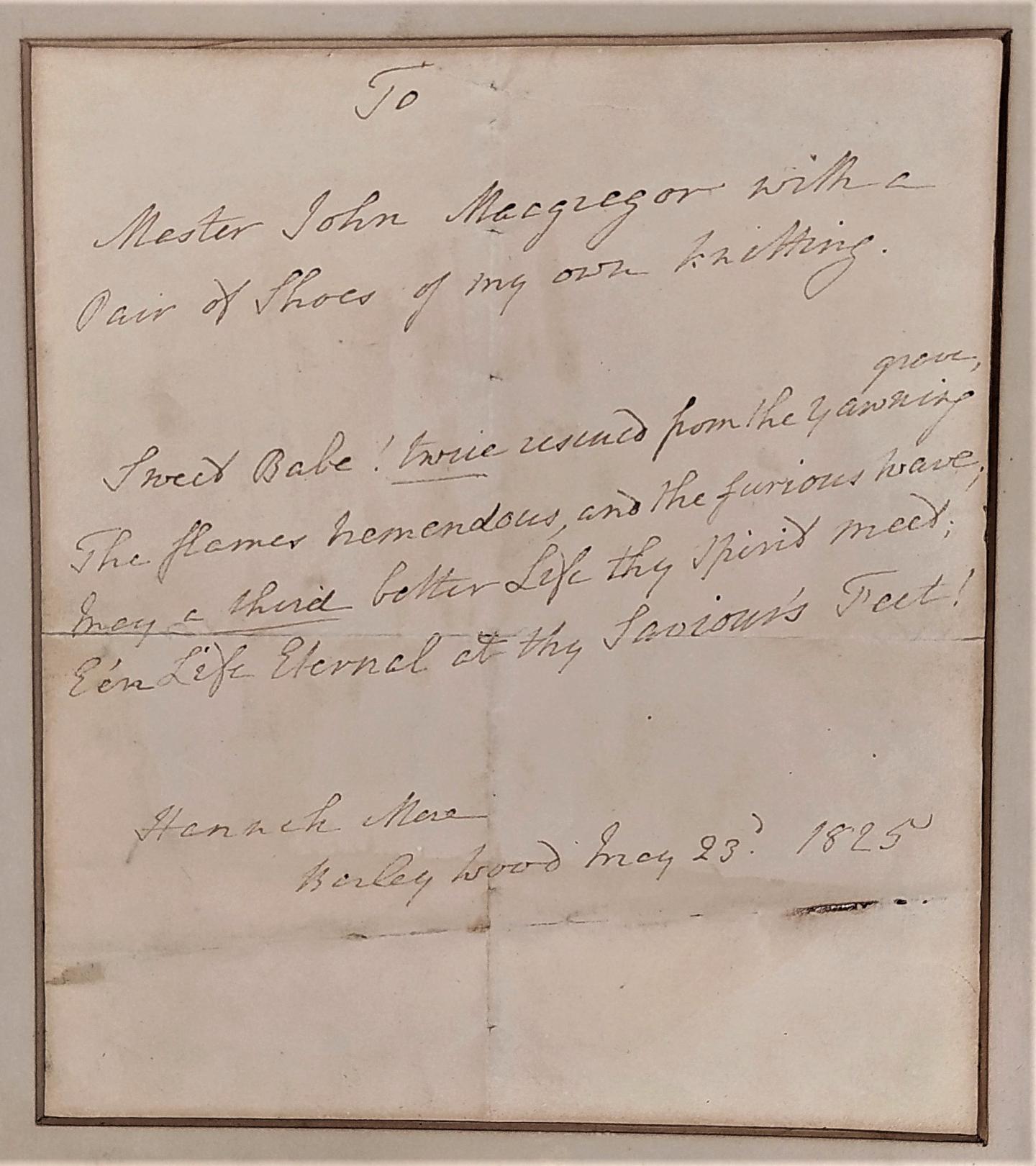 Letter to John MacGregor from Hannah More (RMG reference: MCG/2/2)