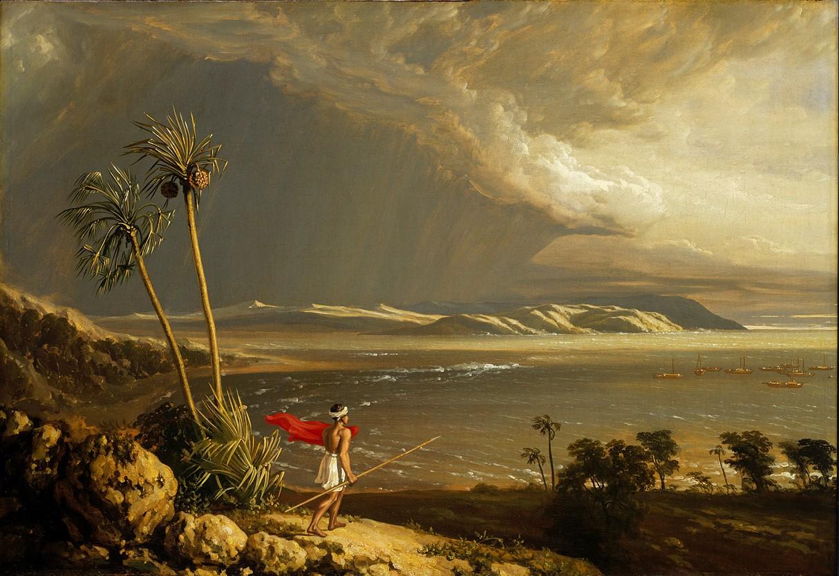 An oil painting showing a bay