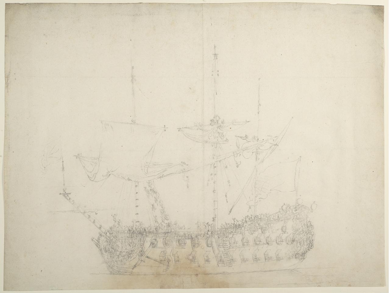Drawing of a ship thought to be HMS Gloucester