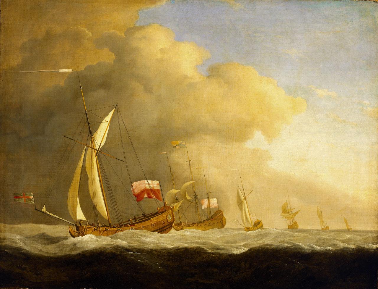Painting of ships at sea
