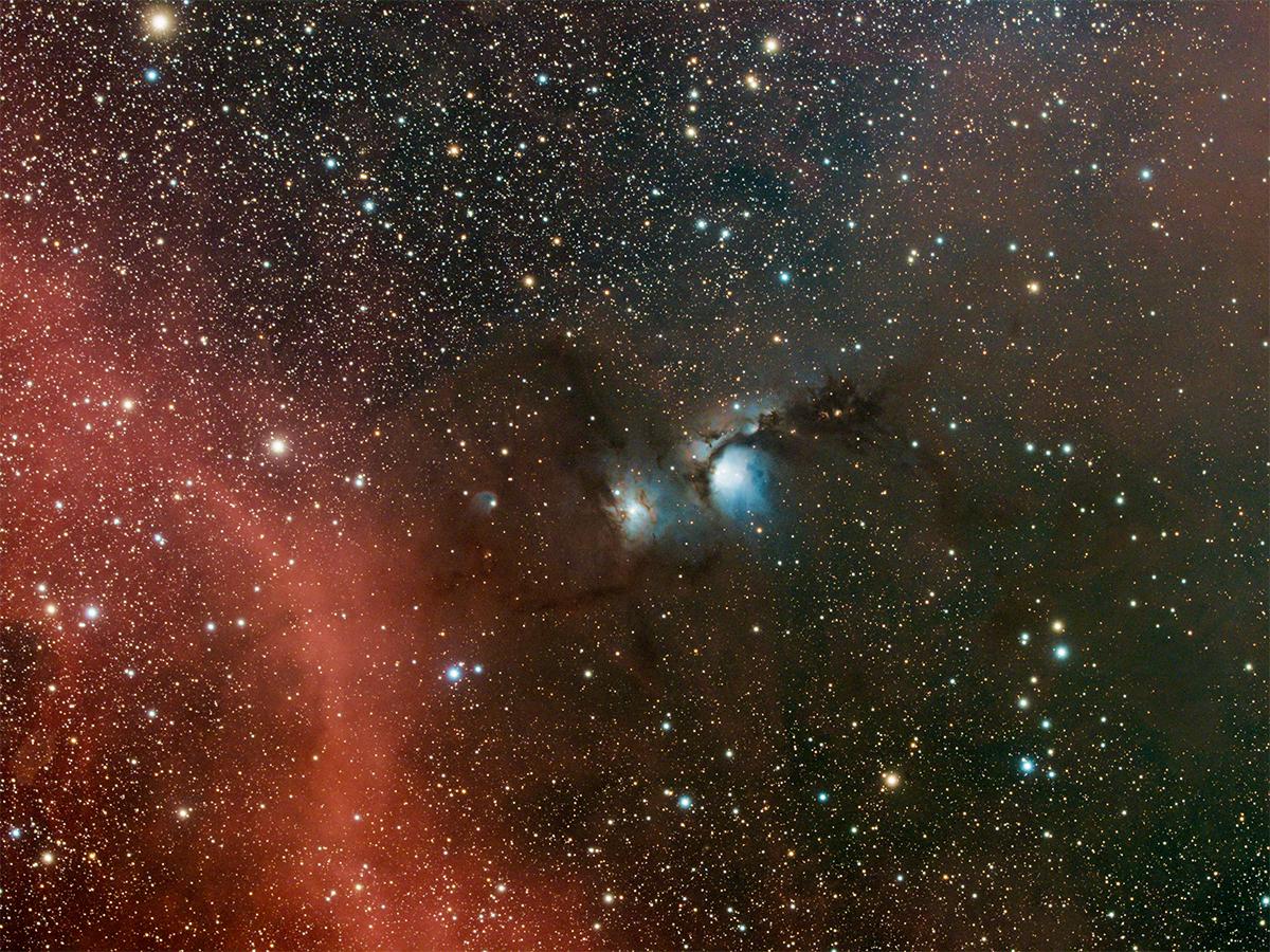 Image of Messier 78, reflection nebula in the constellation Orion surrounded by stars