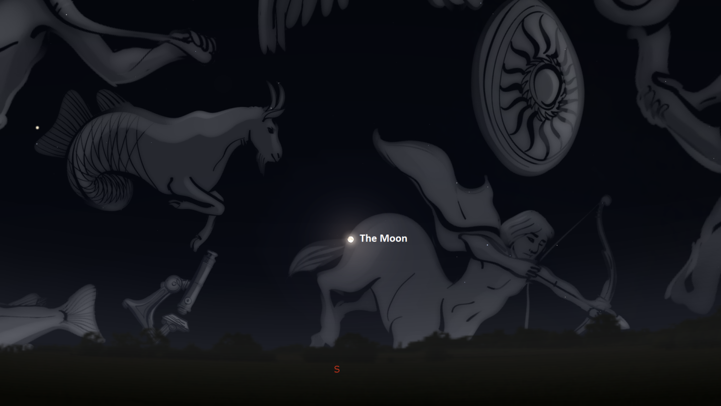 The location of the supermoon in the night sky on July 13