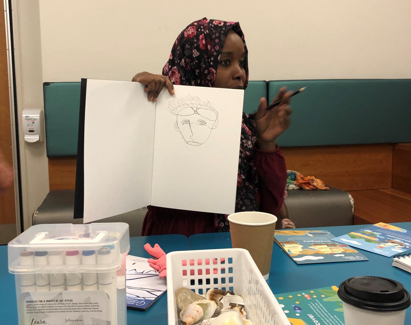 Sketching as part of Healing theme Refugee Week 2022