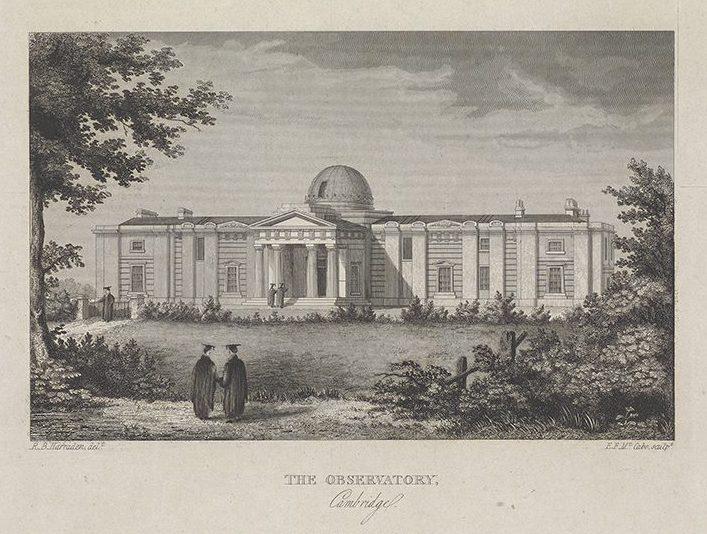 View of Cambridge Observatory in 1825, grey and white sketch