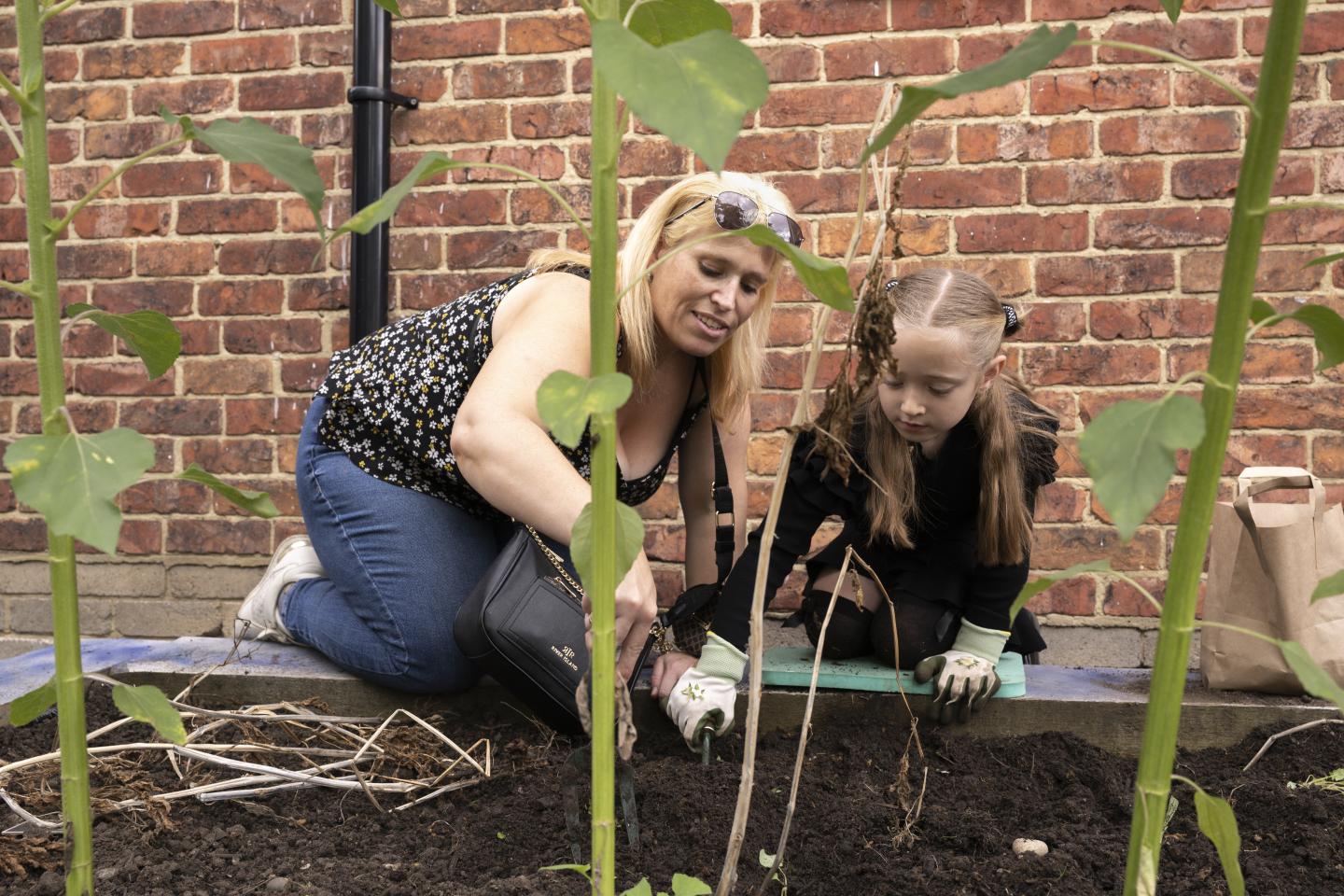 A family gardening together