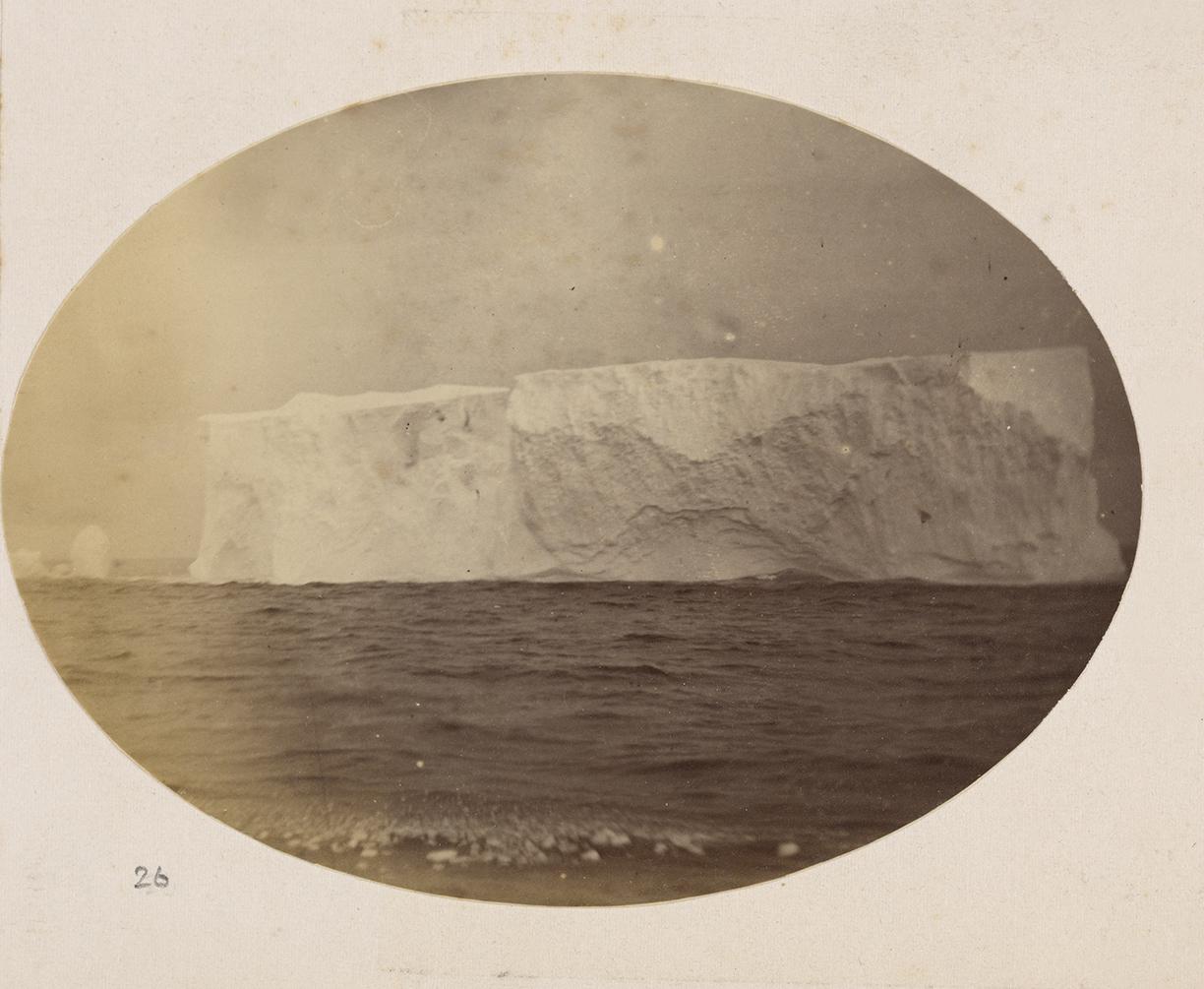Historic photograph showing an iceberg taken in the South Atlantic, taken from HMS Challenger