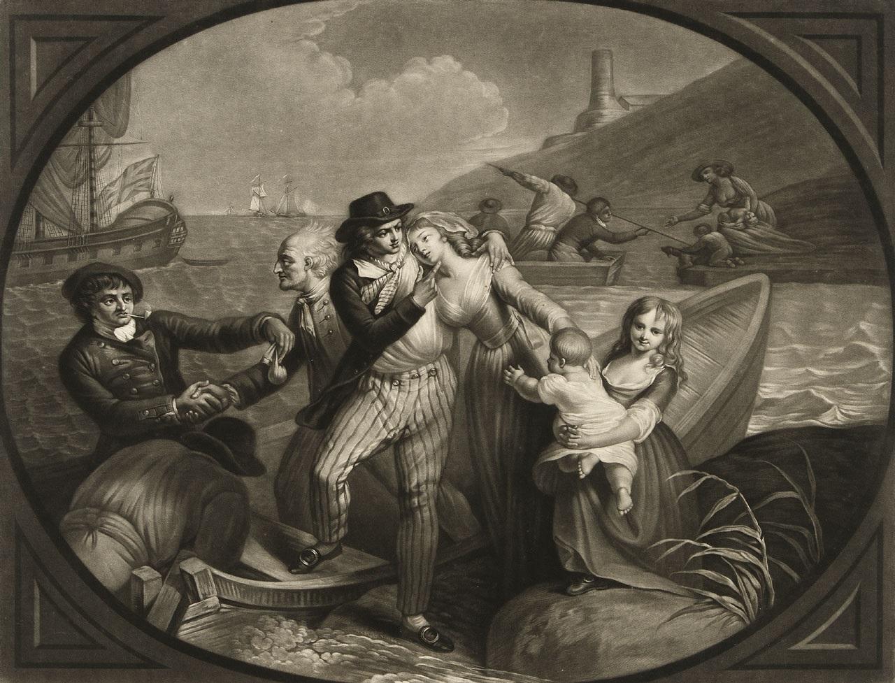 A print showing sailors saying goodbye to their loved ones in the 18th century