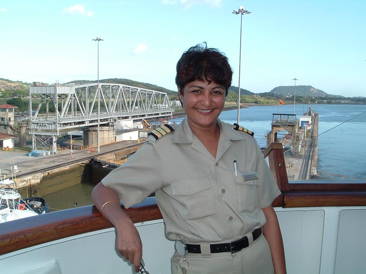 Fazilette Khan standing on deck of ship