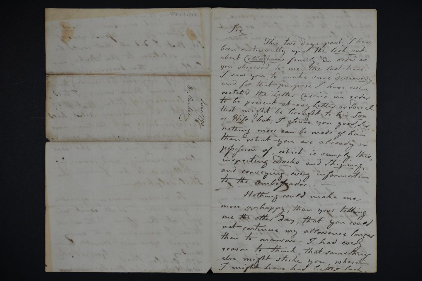 Letter to Evan Nepean from George Parker, 6 May 1790