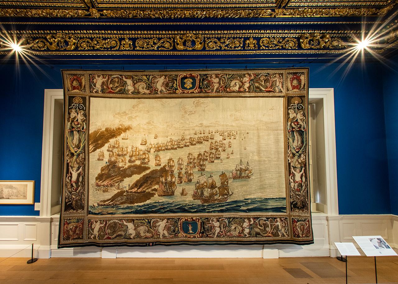 A giant naval tapestry hung in the Queen's House in Greenwich