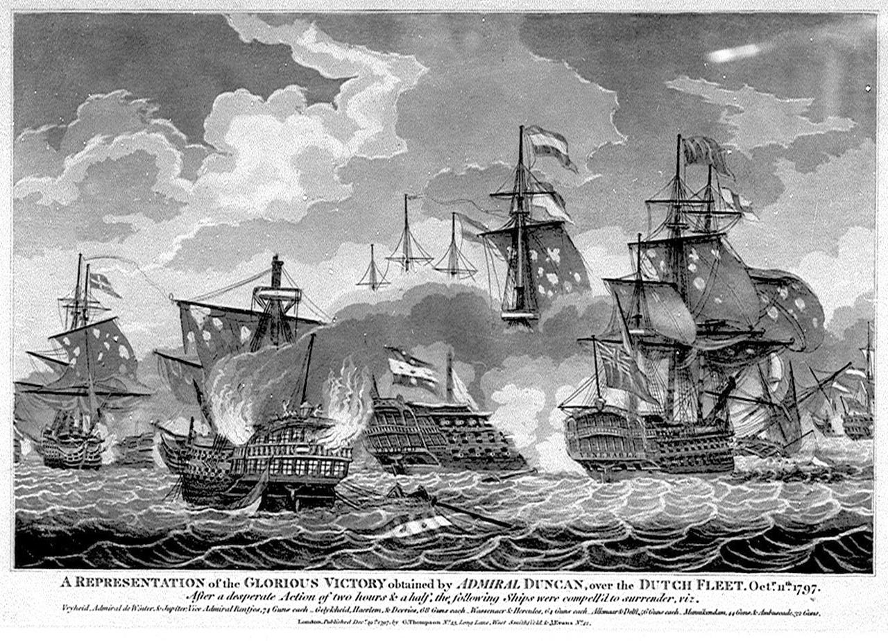 A Representation of the Glorious Victory obtained by Admiral Duncan over the Dutch Fleet, 11 October.1797