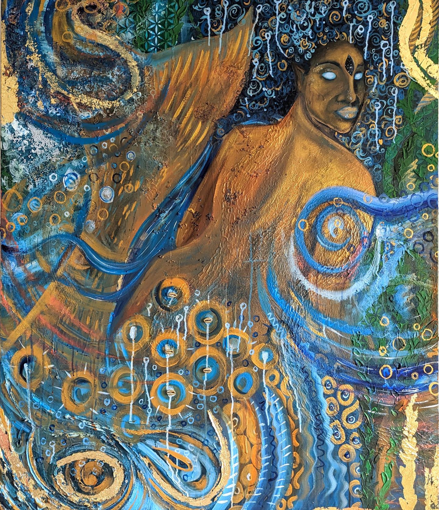 Painting of a black mermaid