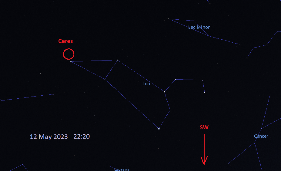 Position of Ceres in the sky on 12 May
