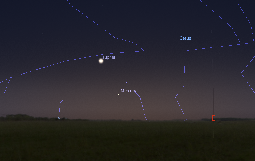 Position of Jupiter and Mercury in the southern hemisphere around mid May