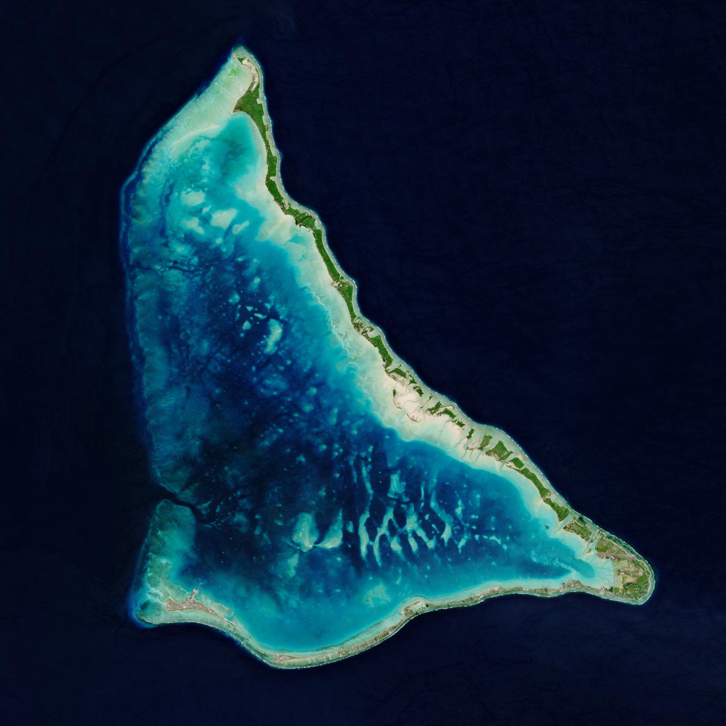 The island of Tarawa in Kiribati as seen from space