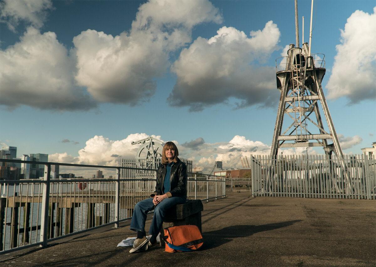 Visual Artist Bobby Lloyd sitting down at Enderby Wharf