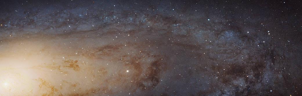 Composite image taken by Hubble of a section of a large spiral galaxy 