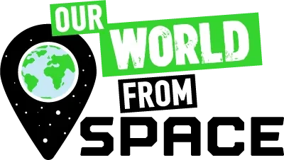The words "Our World From Space" beside a location pin, inside the pin is an animated planet Earth