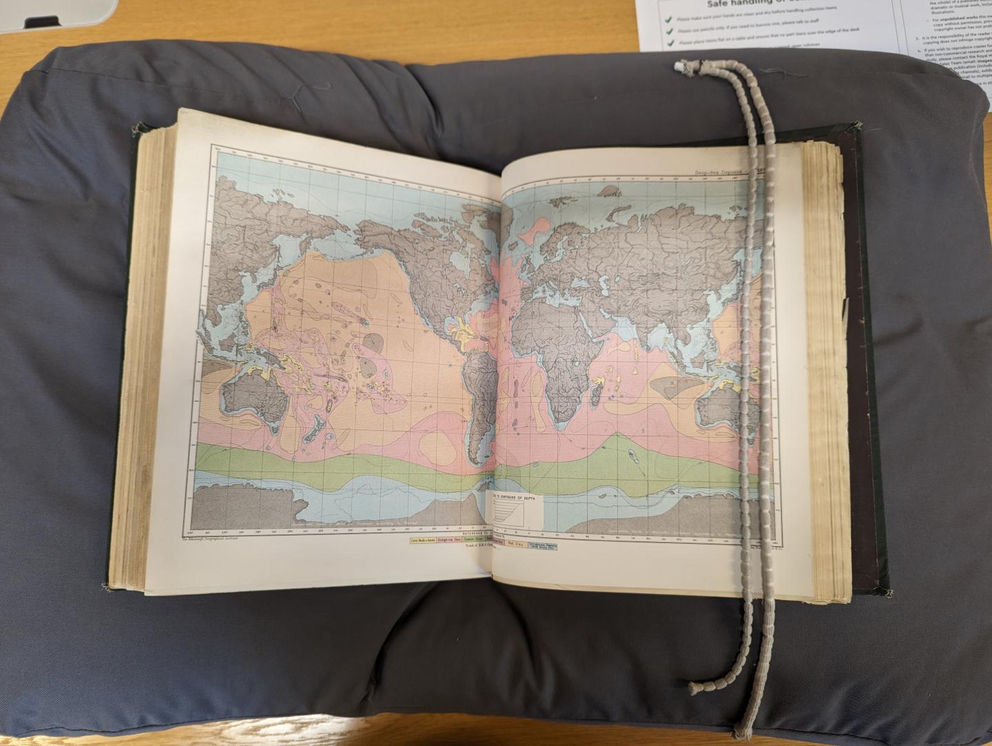 Map contained within the Challenger Report showing global distribution of deep-sea sediments