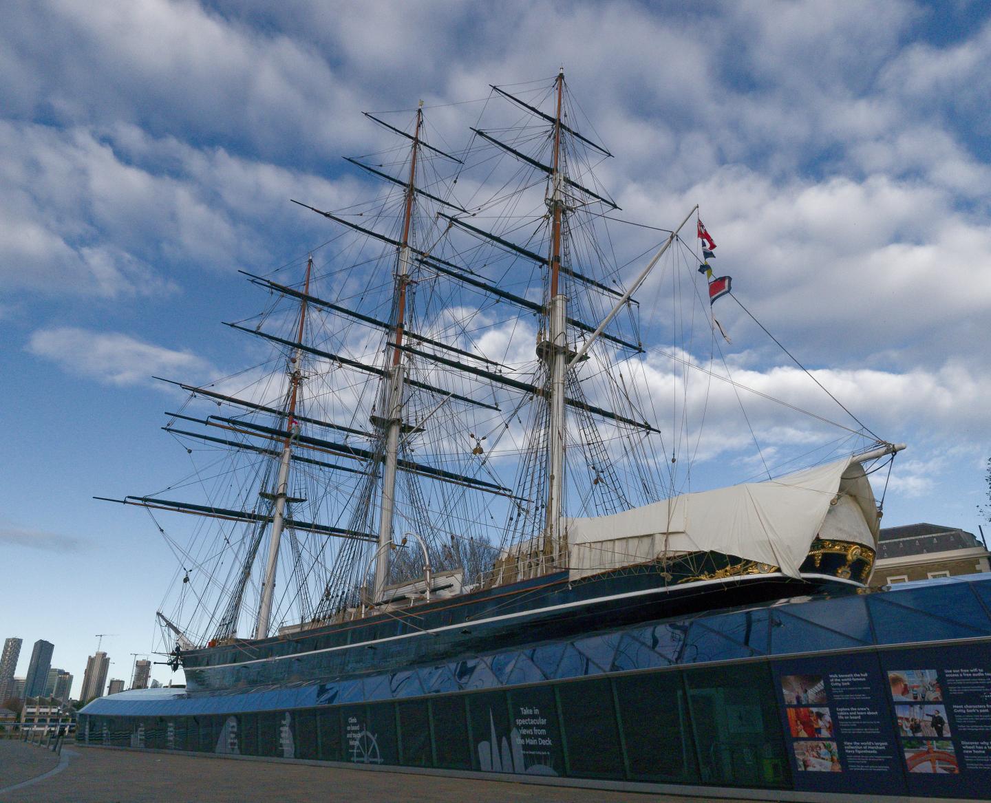 Cutty Sark with poop deck under cover
