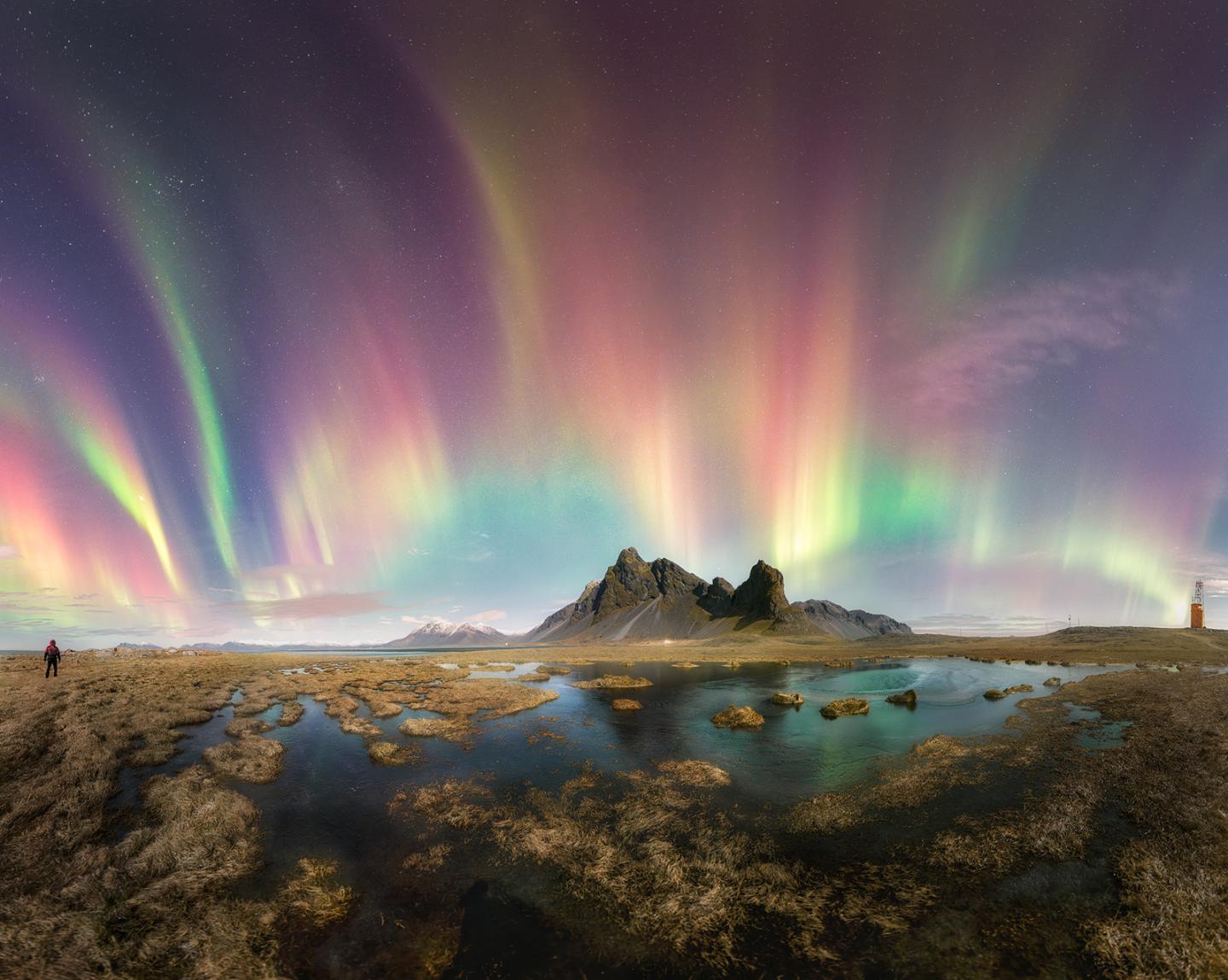 Aurora Borealis with green light