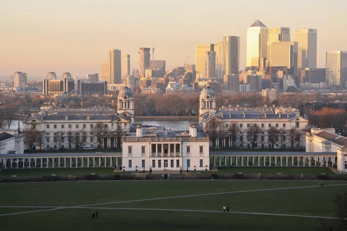 with the River Thames and Canary Wharf in the background