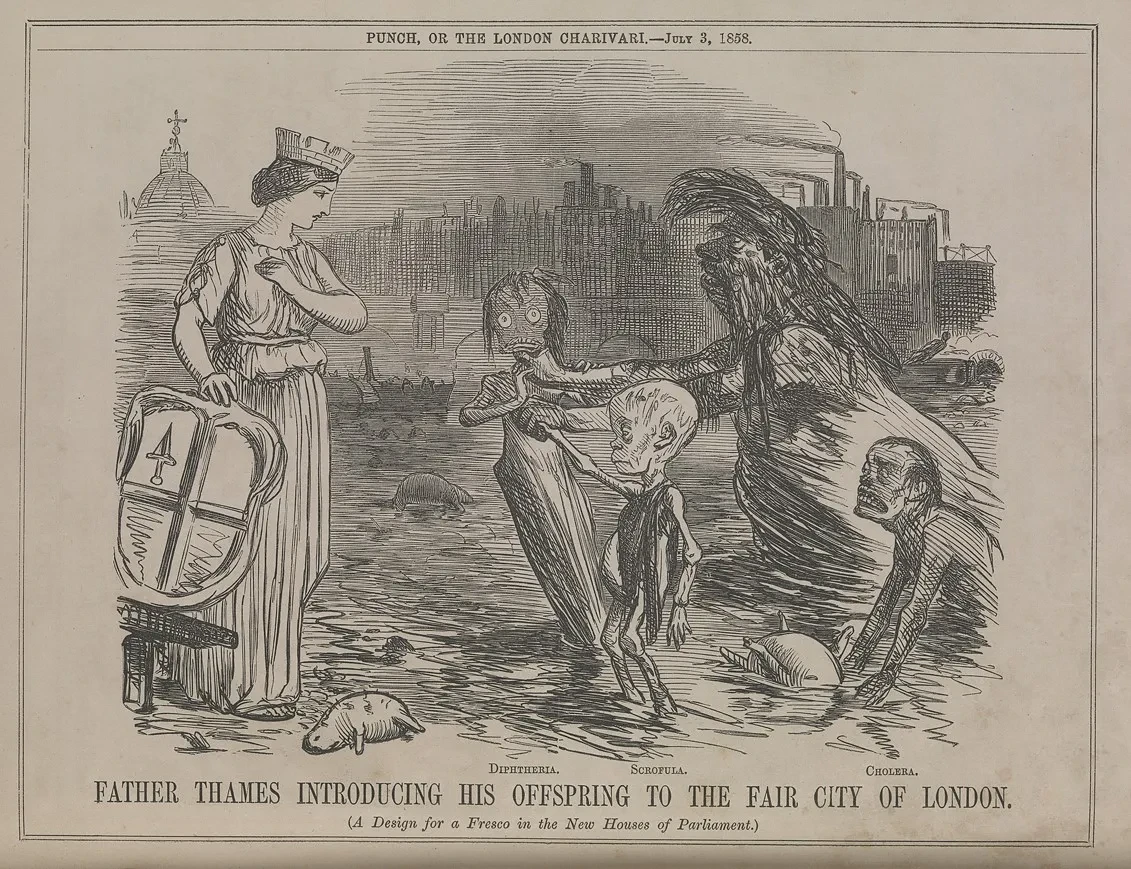Father Thames introduces his putrid offspring to the personification of the City of London