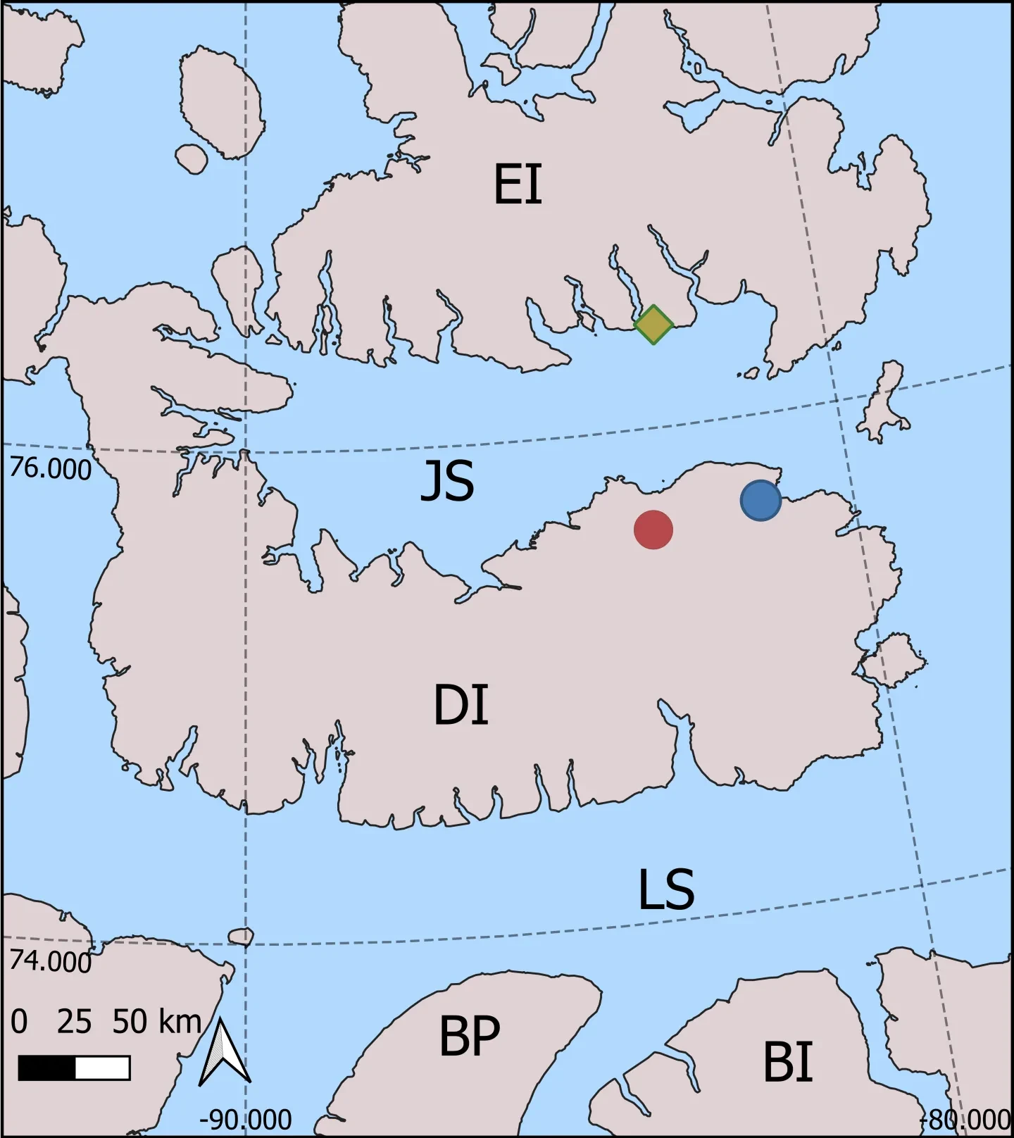 Map showing the locations of various areas referenced by the authors