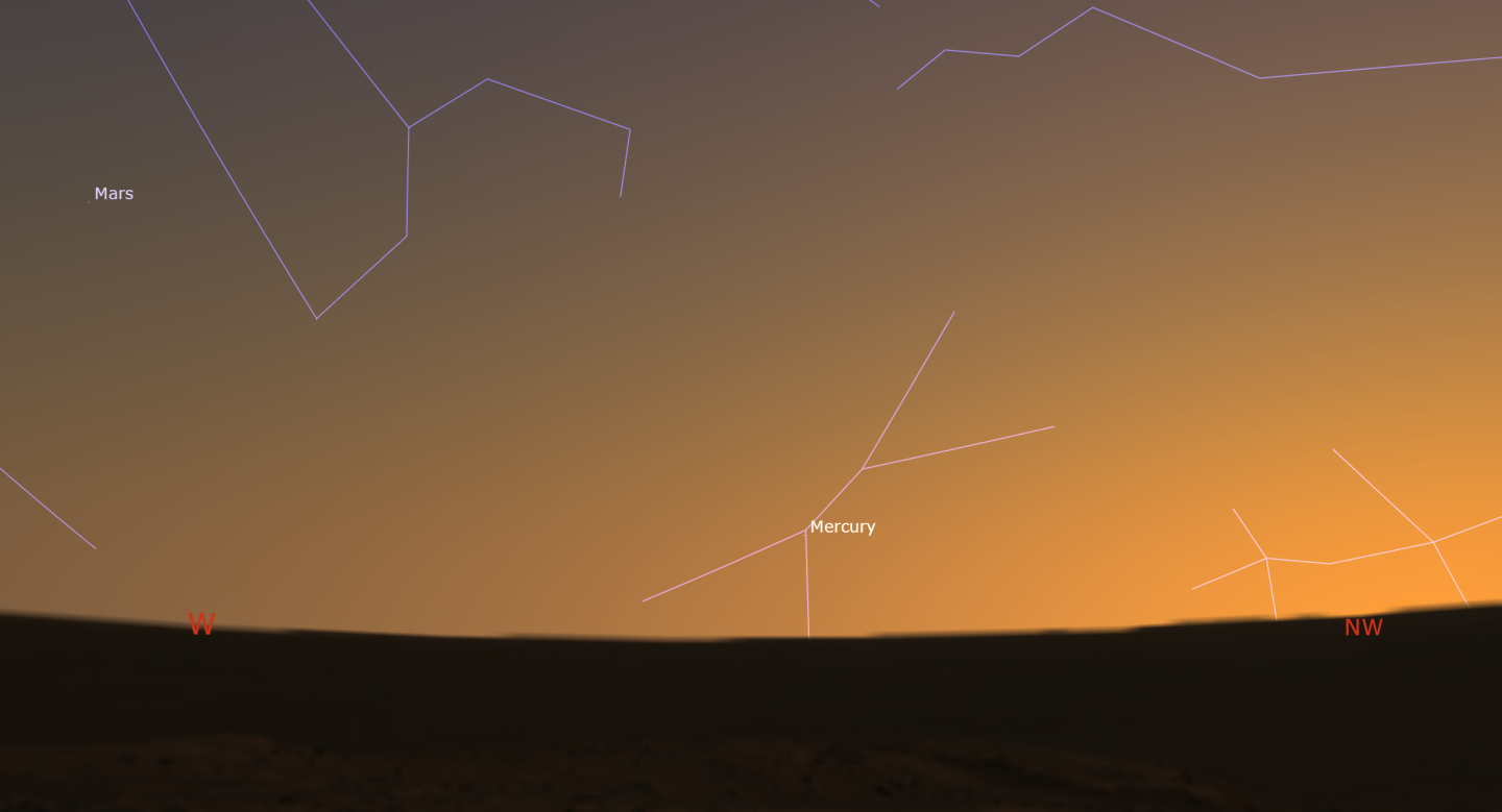 Stellarium screenshot showing Mercury 