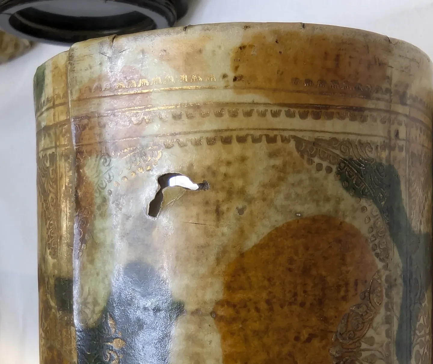 A small hole in the barrel of a 17th century telescope
